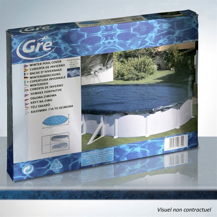 Bâche d'hivernage pour piscine ronde GRE - Ø 550 - 100g/m² - Bleu - Empêche les impuretés et la photosynthèse