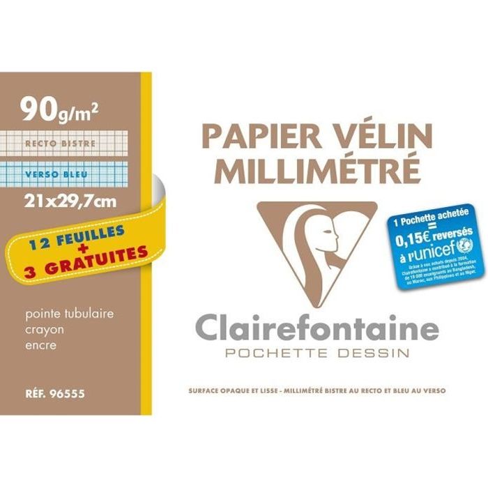 CLAIRE FONTAINE Pochette Vélin Millimétré 21*29,7