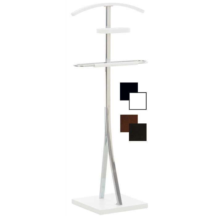 Valet De Chambre Cardiff En Métal Chromé - Porte-Vêtements Avec Vide-Poche, Coloris Wenge