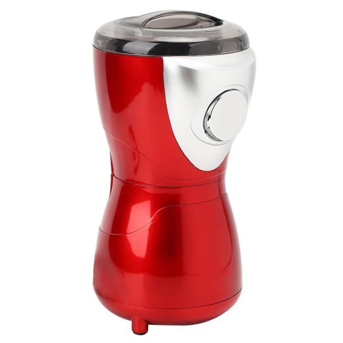 Moulin à Café Électrique Lihuzmd 200W - 50g - Rouge - Couvercle Sécurité Transparent - Pour Café, Noix, Épices - Moteur Cuivre Pur