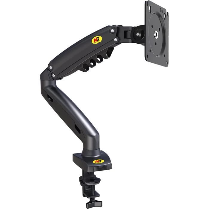 Support Écran PC Moniteur Bras Articulé Ergonomique Ressort à Gaz 17-27 Pouces VESA 75mm et 100mm Rotatif à 360°