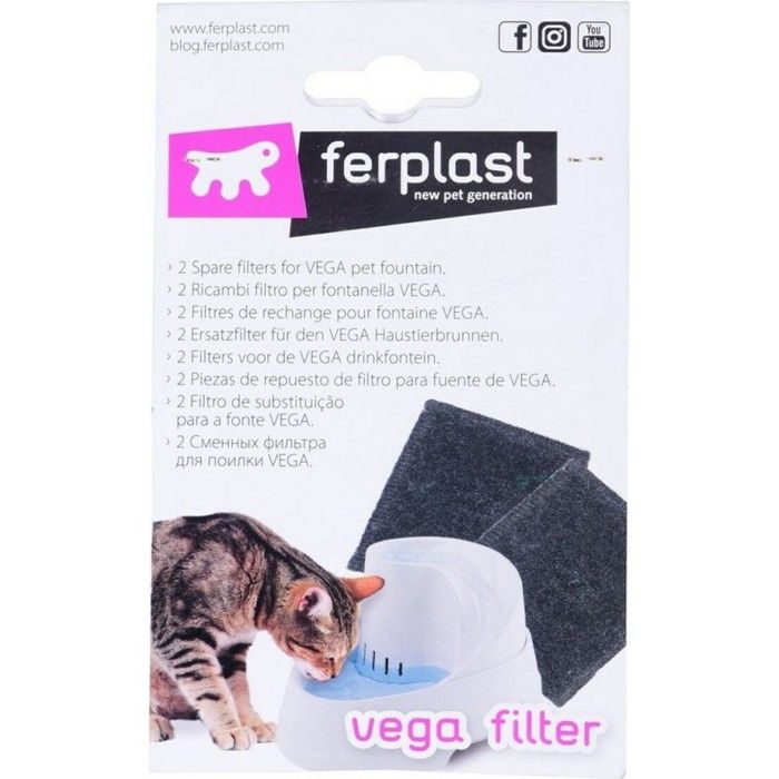 FERPLAST Filtre pour fontaine à eau Vega en charbon 8x8cm - Noir - Pour chat