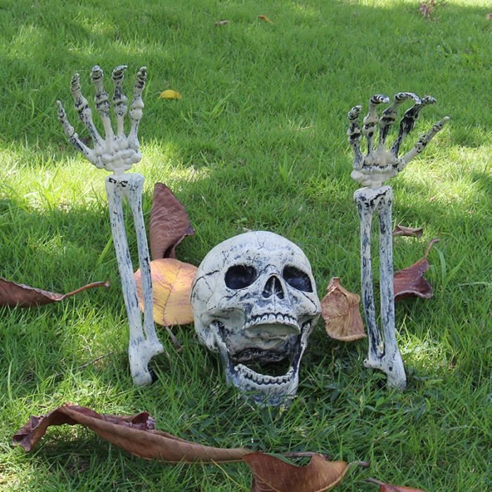 Crâne Squelette Baroque Rose Blanc Pour Halloween - Décoration 11 Cm