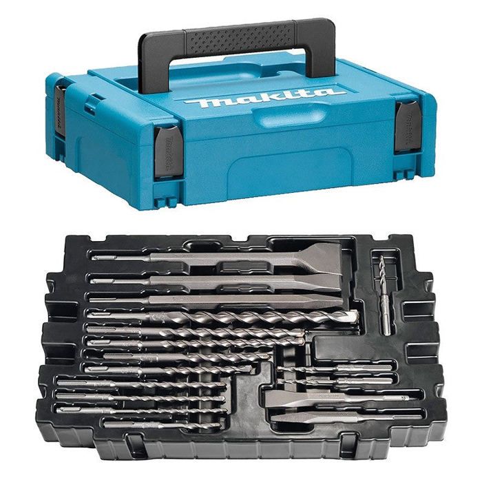 Makita B 52059 / B 53877 Jeu de 17 forets et burins SDS Plus dans coffret MAKPAC
