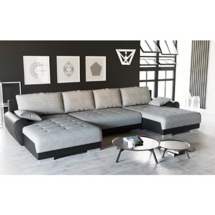 Canapé Dangle Convertible Teren Panoramique Gris Clair Et Noir