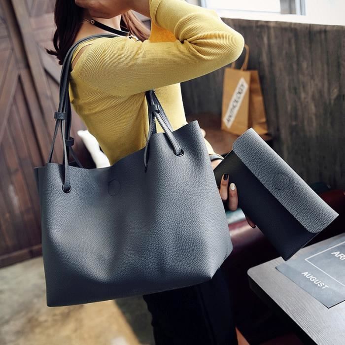 1x Sac A Main Large Pochette Mode Femme Gris Fonce Achat Vente Pochette Soldes Sur Cdiscount Des Le 20 Janvier Cdiscount