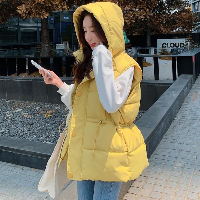 Doudoune sans manche femme jaune shop