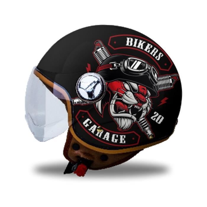 Casque De Moto Ouvert, Avec Pare-Soleil, Demi-Casque Rétro 3/4 ECE 22