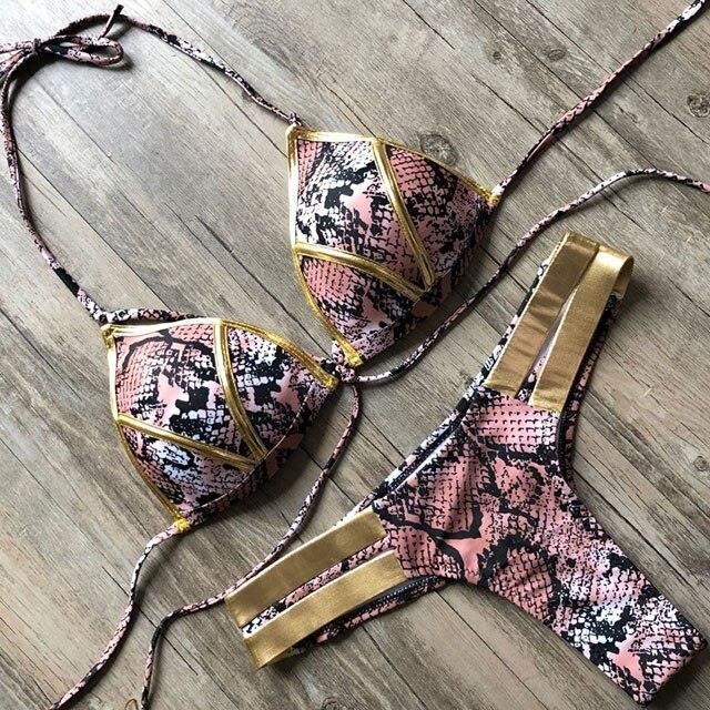 MAILLOT DE BAIN Bresilien Sexy Push Up Bikini 2021 Femmes Chaine Bandeau Maillot De Bain Maillot De Bain Pour Type B079Snake Blanc Cdiscount Pret a Porter