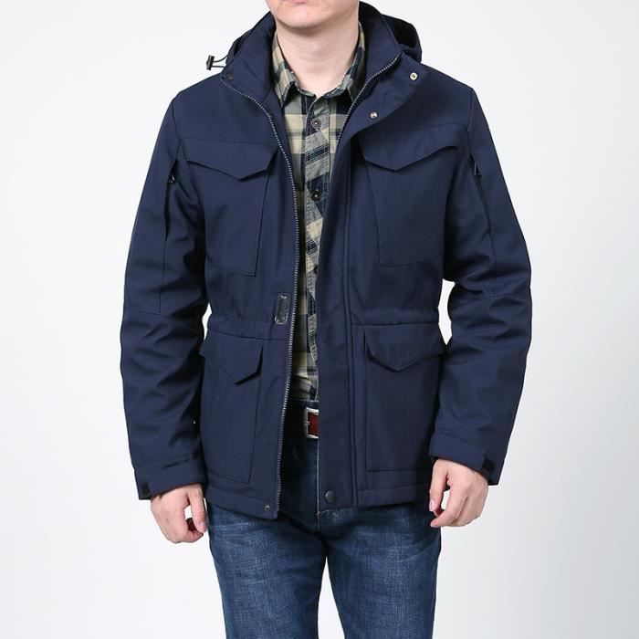 Veste Parka Imperméable Hiver Homme à Capuche Casual Veste en Polaire de  Sport Bleu - Cdiscount Prêt-à-Porter