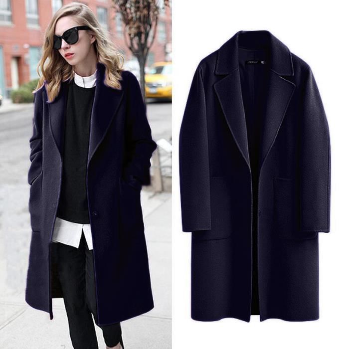 Long manteau chaud et ?�pais pour dames-bleu Bleu - Cdiscount Pr??t-?�-Porter