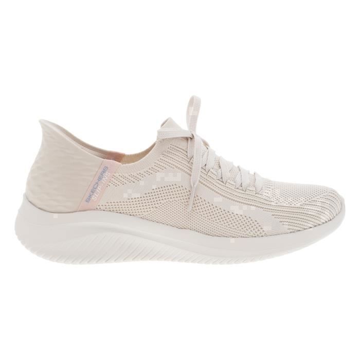 Baskets basses textile semi-compensées Skechers beige - SKECHERS - Femme - Blanc - Textile - Adulte - Compensé