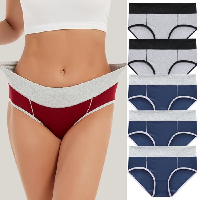 Lot de 5 Culotte Femme Slip Coton Taille Haute sans d formation