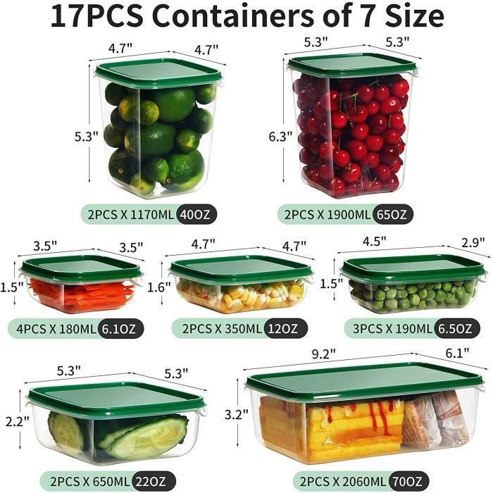 TOOAD Lot De 7 Boîtes De Rangement Alimentaires En Plastique Transparent Avec Couvercles Herm Tiques Pour Cuneparent