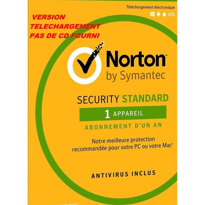 Antivirus NORTON SECURITY STANDARD 2022 avec antivirus - 1 ...