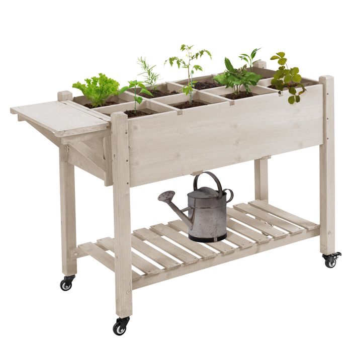 Outsunny - Jardinière sur pied - Bois de sapin - 123x54x87cm - Bois naturel