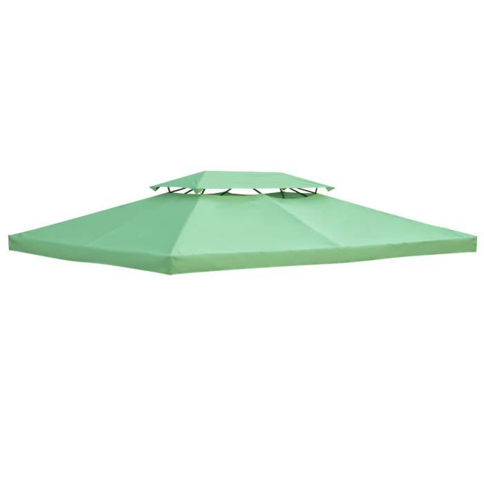 Outsunny Toile de rechange pour pavillon tonnelle tente 3 x 4 m polyester haute densité 180 g/m² vert