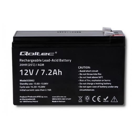 QOLTEC 53062 BATTERIE DE LONDULEUR SEALED LEAD ACID (VRLA) 12 V 72 A