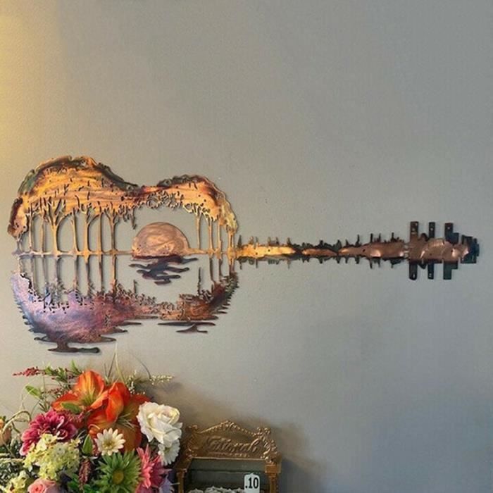 Ornement d'art mural en métal de guitare abstraite, pendentif cadeau pour  les amateurs de guitare, décoration de la maison - Cdiscount Maison