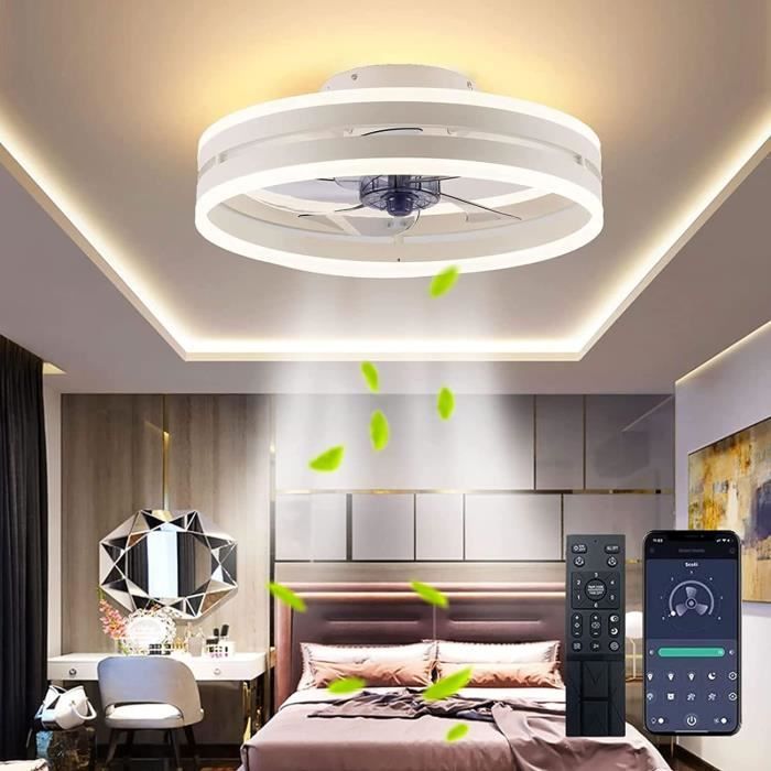 YOLEDY Ventilateur Plafond avec Lumiere, Compatible avec Alexa & Google Assistant, 6 Vitesse DC Motor, pour Chambre, Cuisine, Chambre Enfant, Blanc