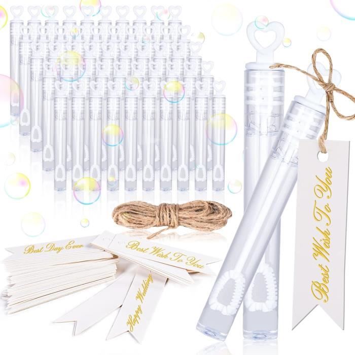 DE MARKT Bulle Mariage Flacons, 50Pcs Bulles de Savon Mariage, Tube DE MARKT Bulle Mariage Flacons, 50Pcs Bulles de Savon Mariage, Tube