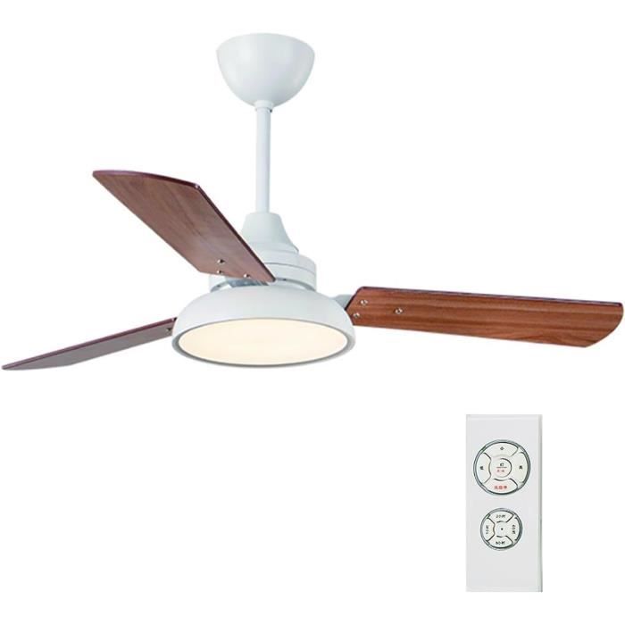 Ventilateur Plafond Avec Lumière – 132 Cm, 3 Pales Bois, Moteur DC Silencieux, Télécommande, Réversible, Pour Salon, Terrasse, Patio