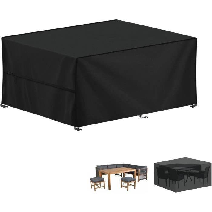 Fageny Housse De Protection Salon De Jardin 213x132x74cm - Imperméable Et Anti-UV Noire