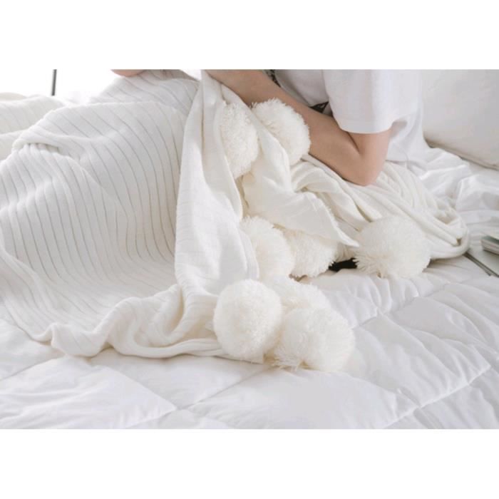 LUXE XXL Super Doux en Peluche Vert Foncé//Blanc Couverture Plaid Rayé Canapé Lit