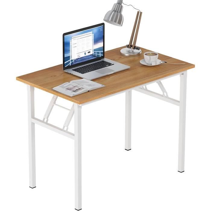 Bureau Pliant SogesHome 120x60cm - Table PC Bureau Domicile - Blanc, 75cm Hauteur, 400kg Charge