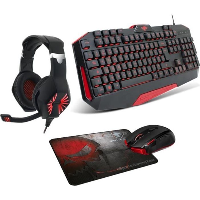 Pack de périphériques gaming – Spirit Of Gamer – Pro-MKH3 – Clavier AZERTY – Souris 3200 DPI – Casque avec micro