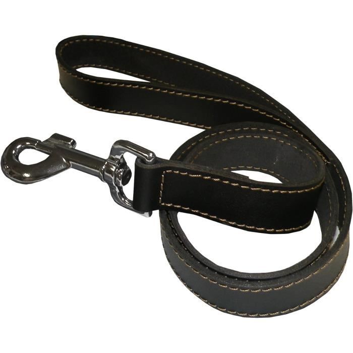 AIME Laisse noir en cuir, Longue laisse pour chien 1,20m, Souple et ...