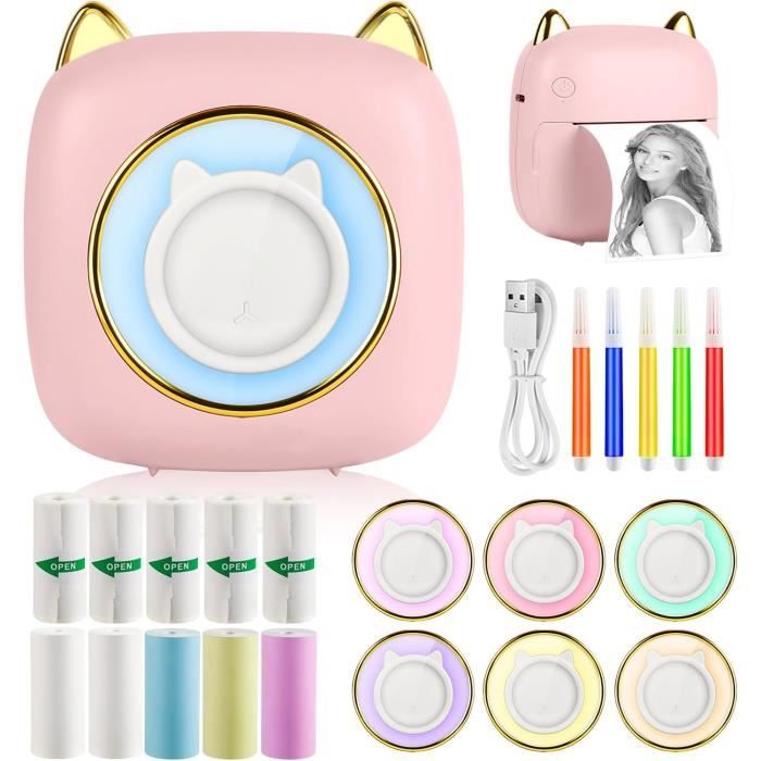 Imprimante Photo Portable Mini - Imprimante Thermique Sans Encre - Connexion Bluetooth - Pour Smartphone - Rose