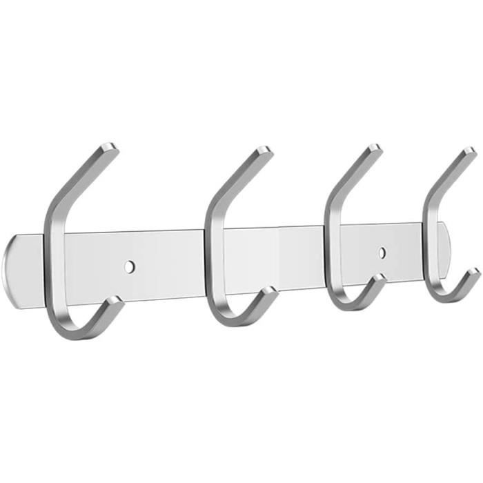 6 Patères Murales Crochets Porte Manteau - Aluminium Noir Robuste Pour Vestes Sacs Cuisine