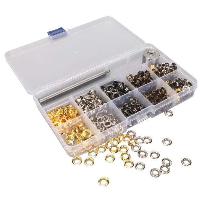 Pssopp 100 pièces Kit œillets œillets en Laiton métal œillets avec rondelle Chaussures vêtements Toile Cuir Bricolage projets diamètre intérieur 4mm Grommets Oeillets en Métal(d'or Pssopp 100 pièces Kit œillets œillets en Laiton métal œillets avec rondelle Chaussures vêtements Toile Cuir Bricolage projets diamètre intérieur 4mm Grommets Oeillets en Métal(d'or