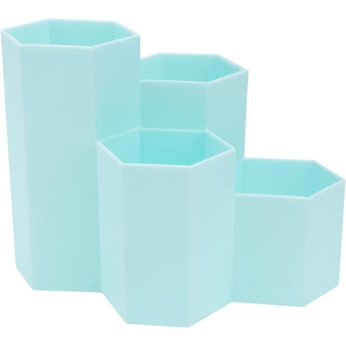 Porte-Stylo Hexagonal Blanc – Organisateur Bureau 4 Compartiments, Pot à Crayons Design Minimaliste Pour Maison, École, Bureau