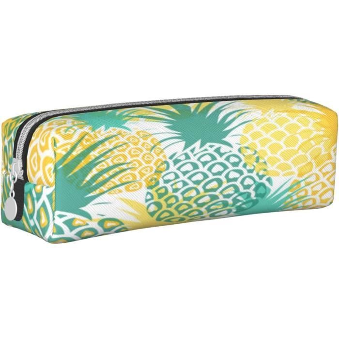 Grand Organiseur À Crayons En Cuir Aux Yeux Bleus Avec Fermeture Éclair