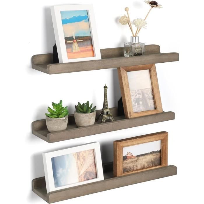 Étagères Murales Flottantes En Bois - Lot De 3 - 40x10cm - Style Rustique - Charge 10kg - Pour Salon Ou Bureau