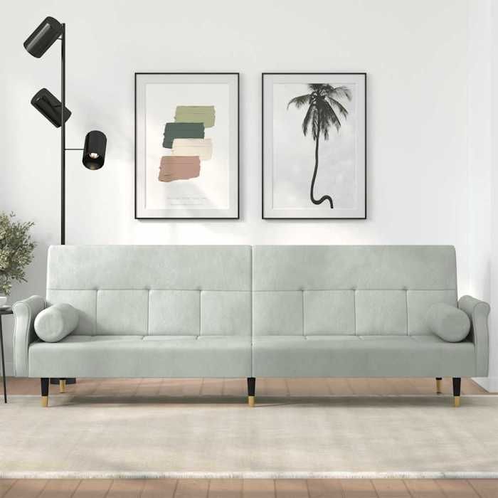 vidaXL Canapé-lit avec coussins gris clair velours 351857