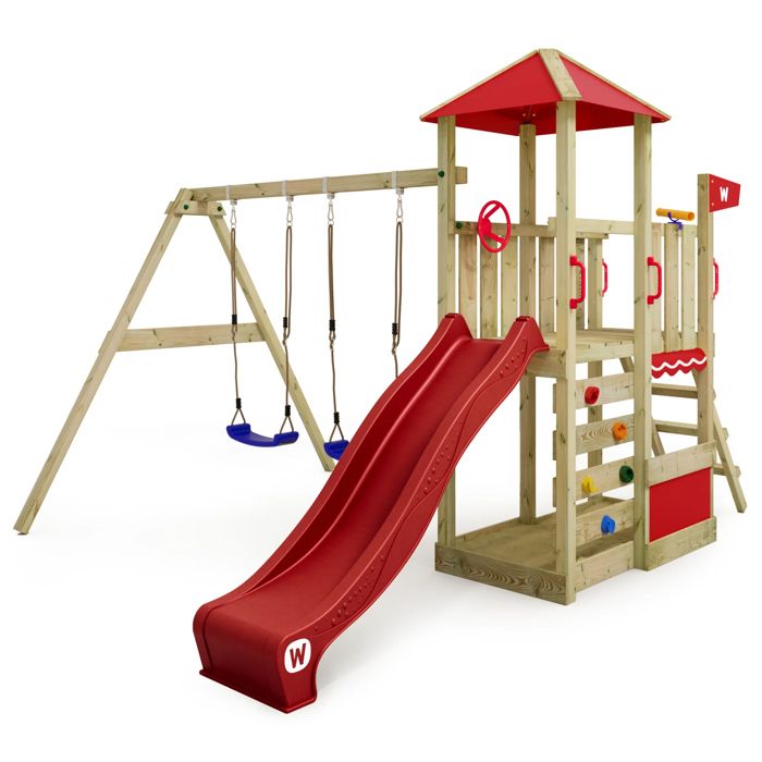 Aire de jeux Wickey Smart Savana et toboggan rouge