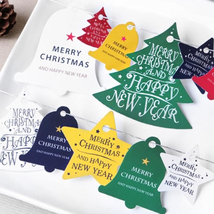 48 Étiquettes Cadeaux Noël + Ficelles – Motifs Père Noël, Bonhomme De Neige – 6,8x4,5 Cm – Pour Décoration Sapin, Emballage, DIY
