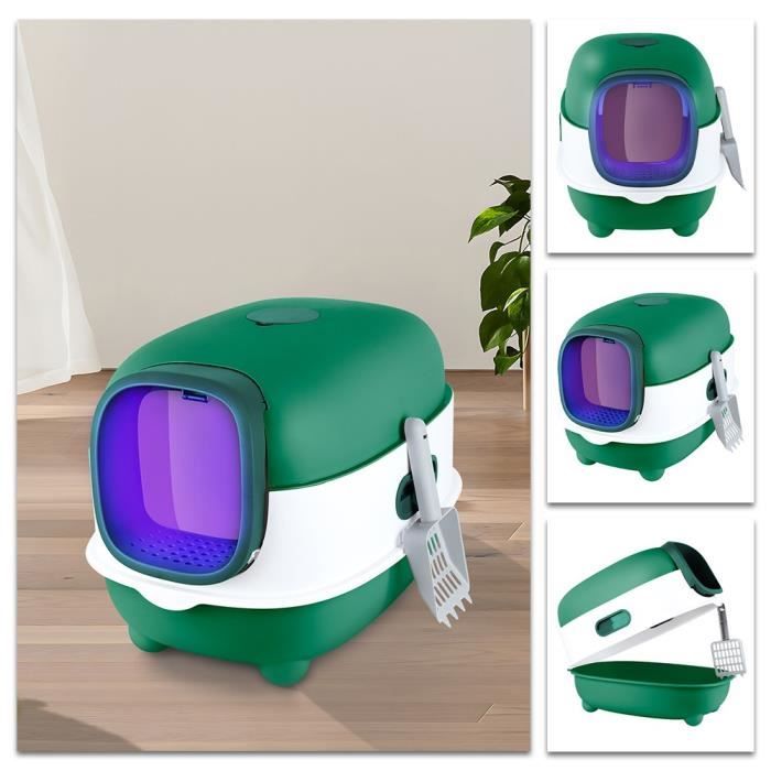 Meilleurs prix pour Bac à litière pour chat - XUANYU - Maison de Toilette Fermée - Désodorisation UV - Grand - Vert