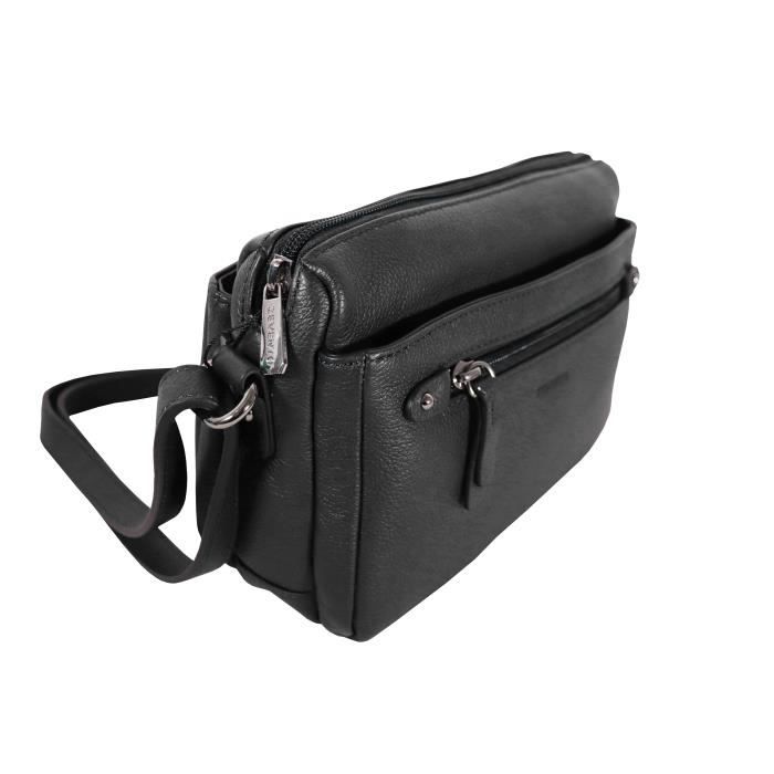 Sac bandouli re femme en cuir taille moyenne r f ZE7111 noir 4