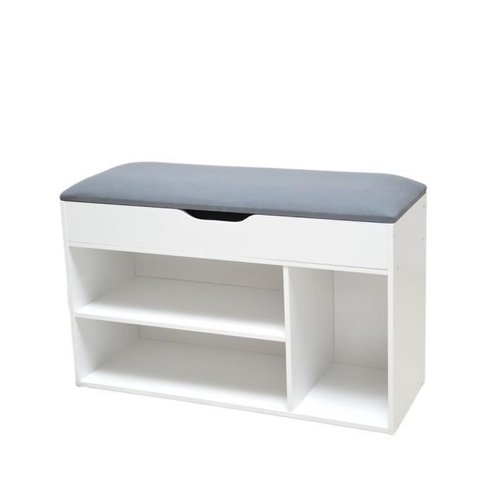 Meuble Chaussure Avec Assise En Tissu 80x29 5x50 5cm Gris Achat