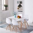 Ensemble Table de Salle à Manger Laqué Blanc + 4 chaises Blanc - Style scandinave - Adulte-1