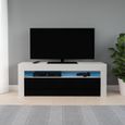 3xEliving Meuble TV moderne et élégant Kim blanc / noir 130 cm LED-1