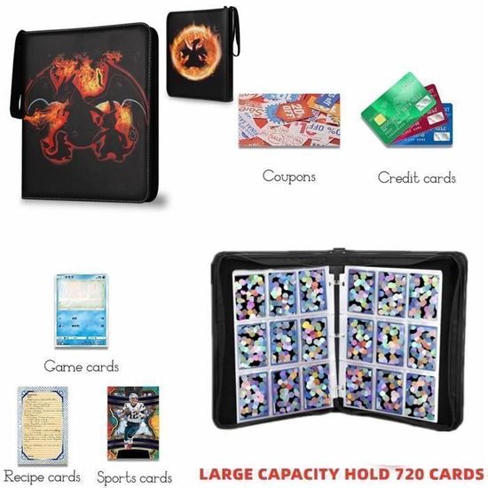 Album De Cartes Pokémon / Sport - 240 Poches 4 Cases, 30 Pages Double Face, Imperméable Et Résistant
