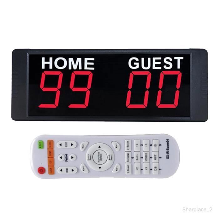 Compteur De Score Sportif Qinsky – Tableau à Flipper 4 Chiffres, Rouge Et Bleu, Portable 36x15,5 Cm, Pour Football, Basketball, Tennis