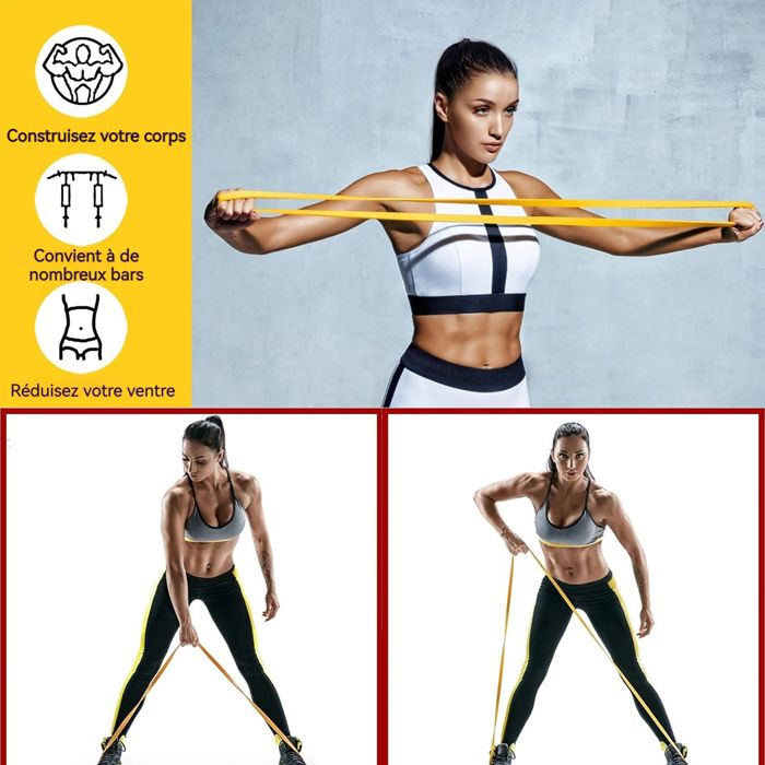 Sangle De Yoga / Bande De Résistance – Latex Rouge, Aide Traction, Fitness Gym, 1 An Garantie
