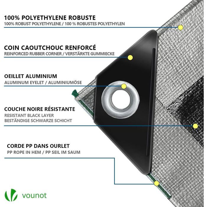 Bâche Polyéthylène Imperméable 3,5 X 6 M – Vert, Ultra-résistante, Anti-UV, œillets Aluminium Tous Les 100 Cm – Pour Jardin, Piscine, Chantier