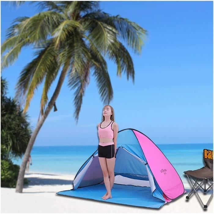 Tente De Plage Pop-up Anti-UV – Automatique, 3 Secondes D'installation, Légère (340 G), Avec Fermeture éclair, Rose
